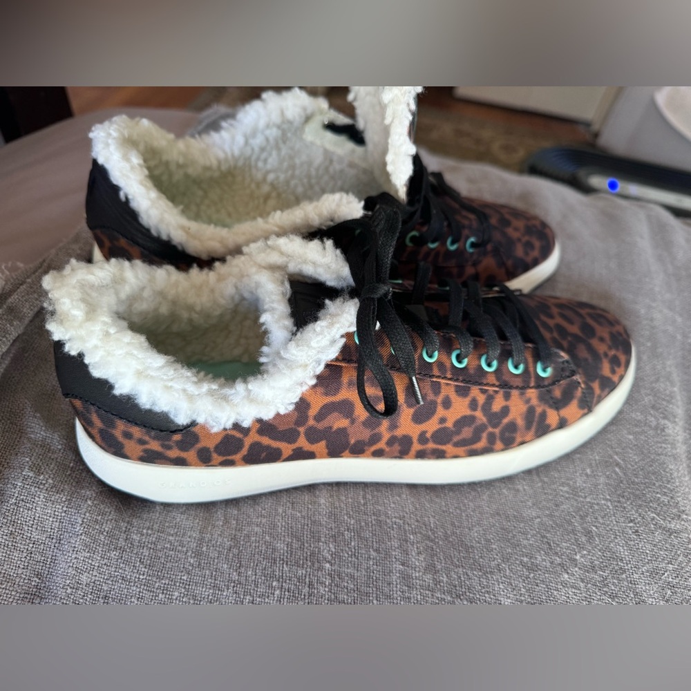 Adorable Cole Haan sneakers, faux fur leopard - size 10.5 to 11 - NWOT